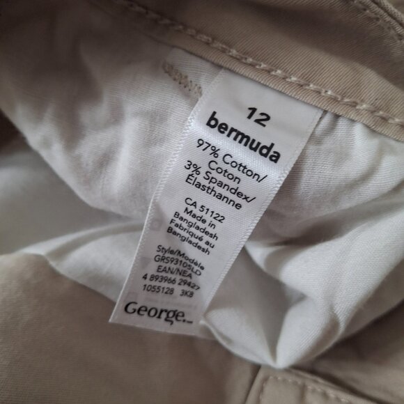 Womens Cotton Bermuda Shorts Size 12 Cotton Spandex w Stretch Beige Tan George - Picture 10 of 10